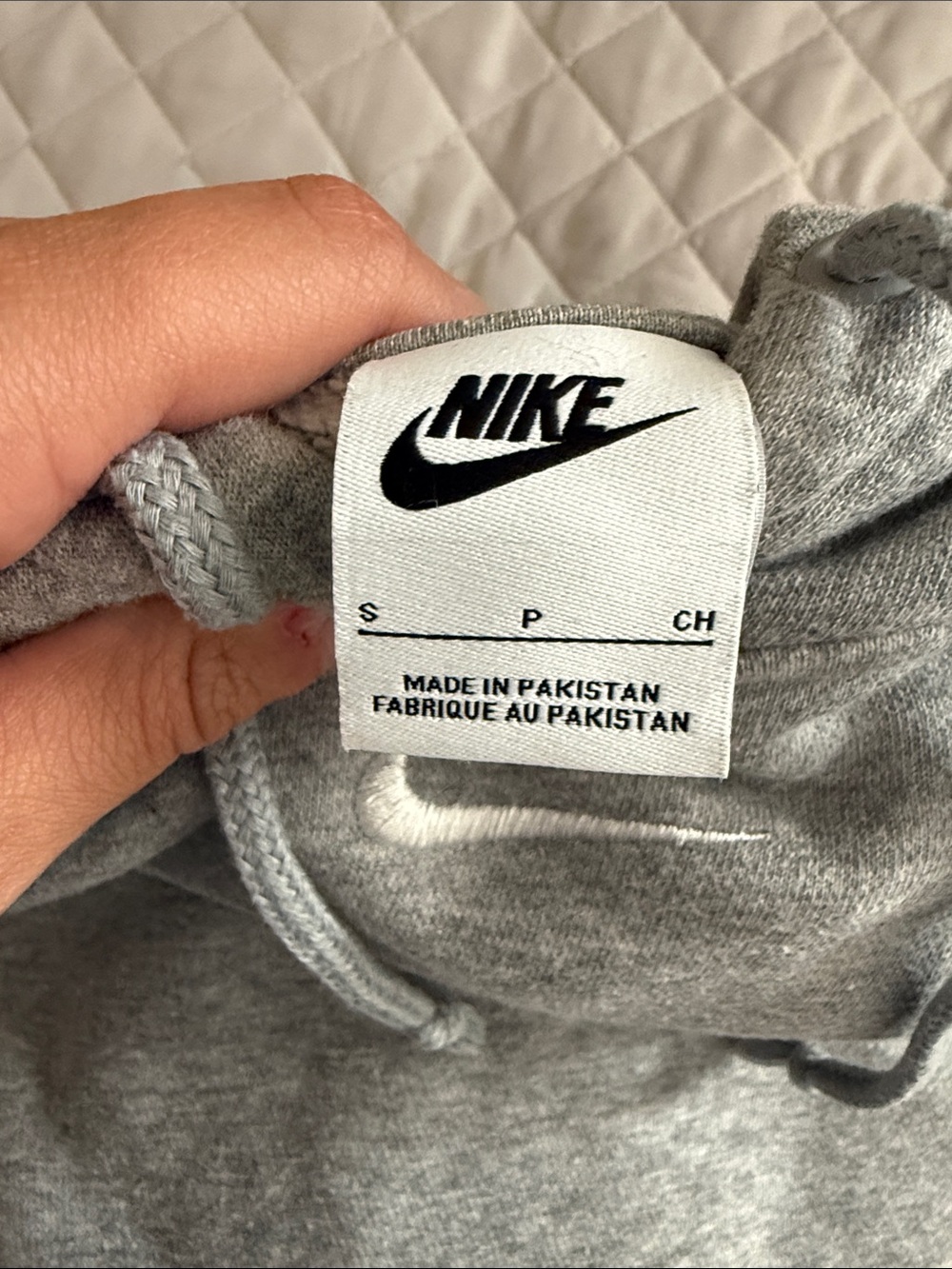 Nike Heather Gray Hoodie with White Swoosh - Picture 2 of 2